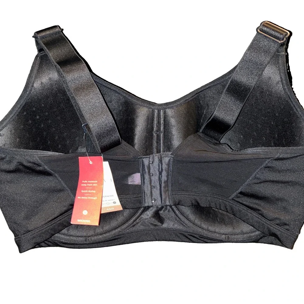 Livi 40H Sports Bra Black Underwire High Impact Back Closure Lane Bryant NEW